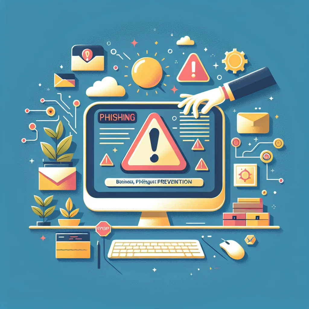 phishing prevention, computer warning, flat illustration